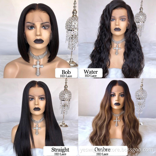 Mink Brazilian Human Glueless HD Lace Wig Unprocessed 10A Virgin Cuticle Aligned Hair 360 Full 13*6 Lace Frontal Water Wave Wig